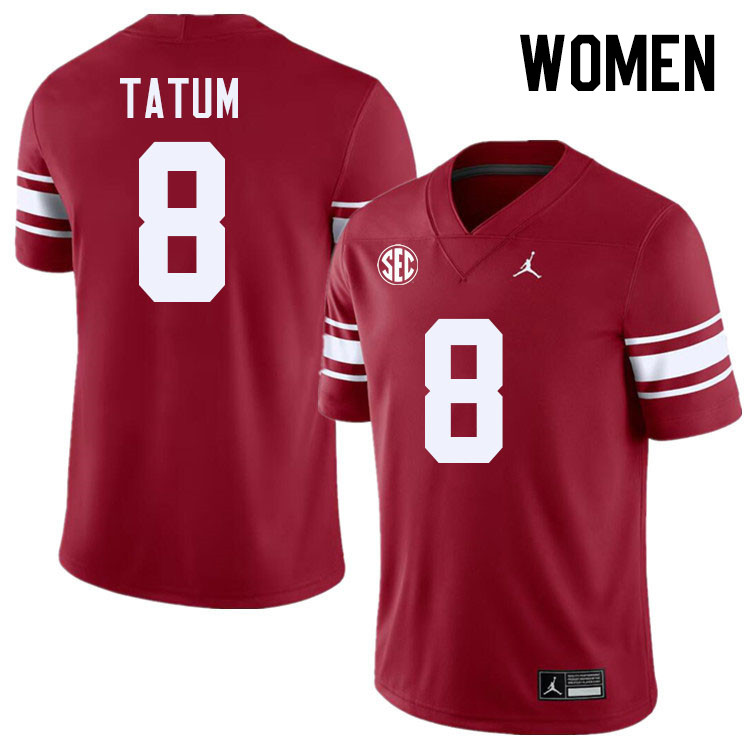 Women #8 Taylor Tatum Oklahoma Sooners 2024 SEC Conference College Football Jerseys-Throwback